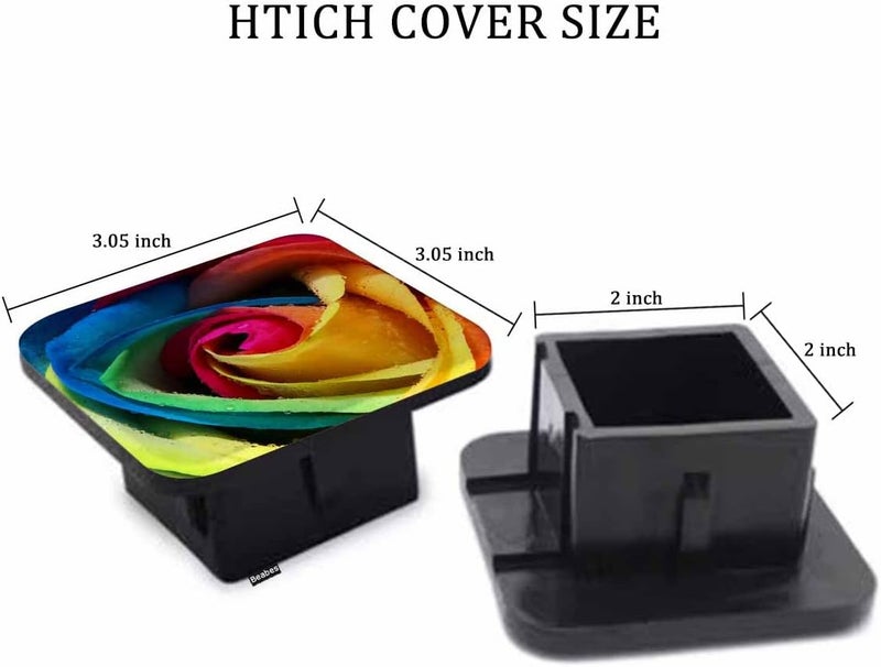 Beabes Trailer Hitch Receiver Covers Rose Hitch Cover Protector, Rainbow Rose Petals Water Drops 2" Inch Tow Rear Hitch Tube Cover Plug Cap for Pickup Trucks Cars SUVs Sedans Tractors - Image 2